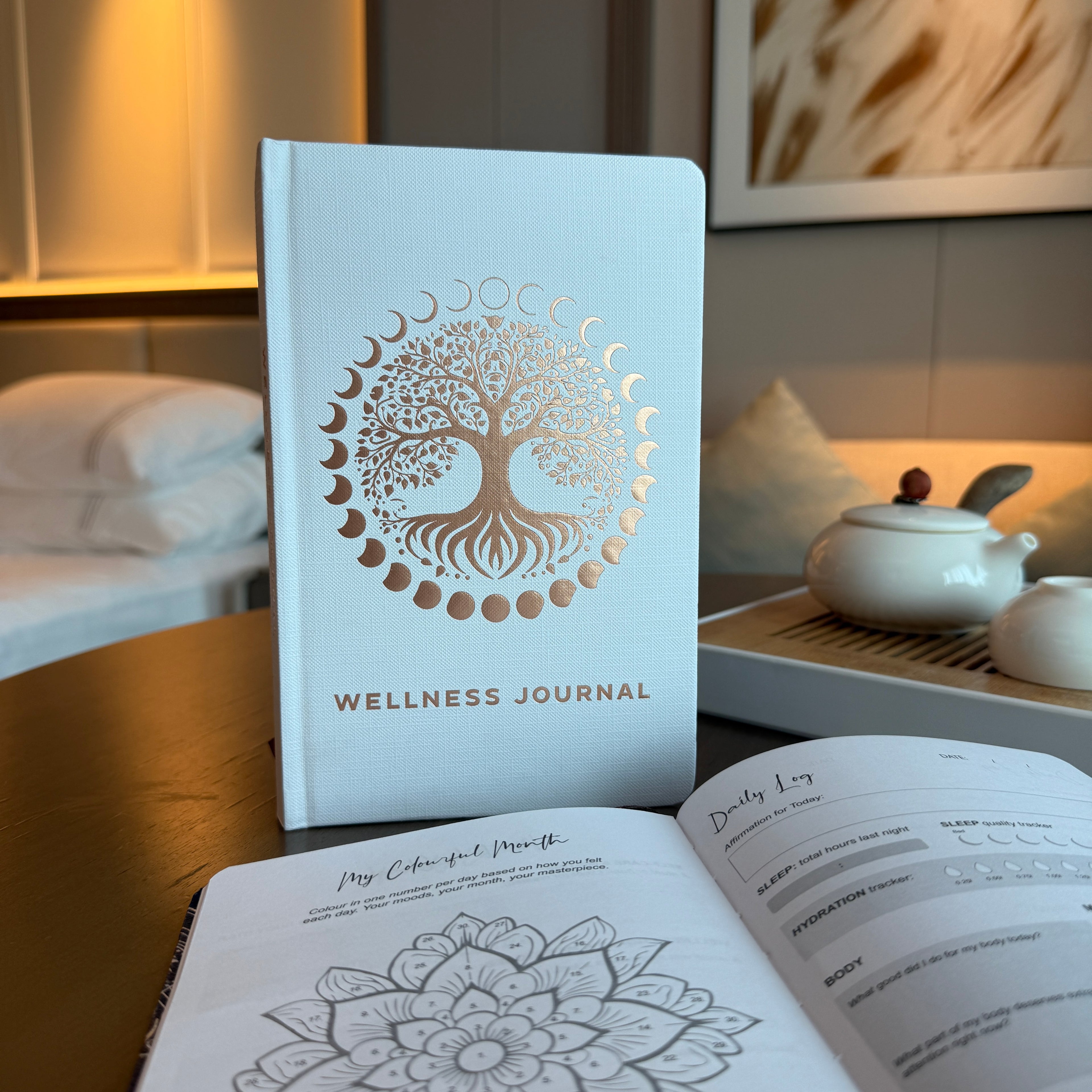 White and Rose Gold Wellbeing Journal - 120 pages - Tree of Life