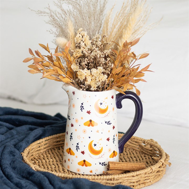 Cream Folk Print Ceramic Flower Jug