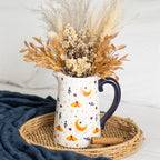 Cream Folk Print Ceramic Flower Jug
