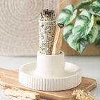 Cream Ribbed Smudge Bowl