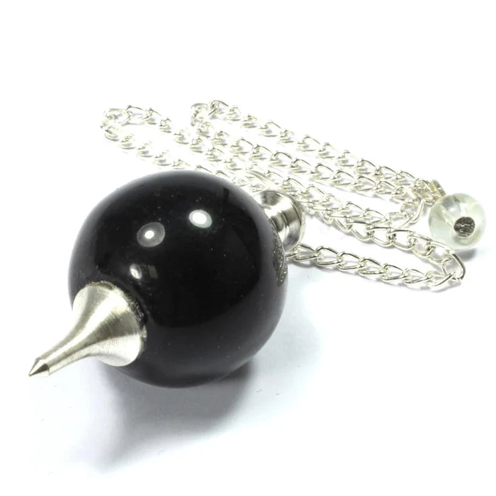 Black Obsidian Faceted Ball Pendulum