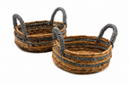 Banana Leaf & Abu-abu Raffia Basket- Set of 2