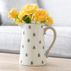 Cream Folk Print Ceramic Flower Jug