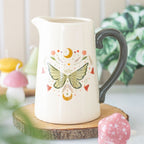 Cream Folk Print Ceramic Flower Jug