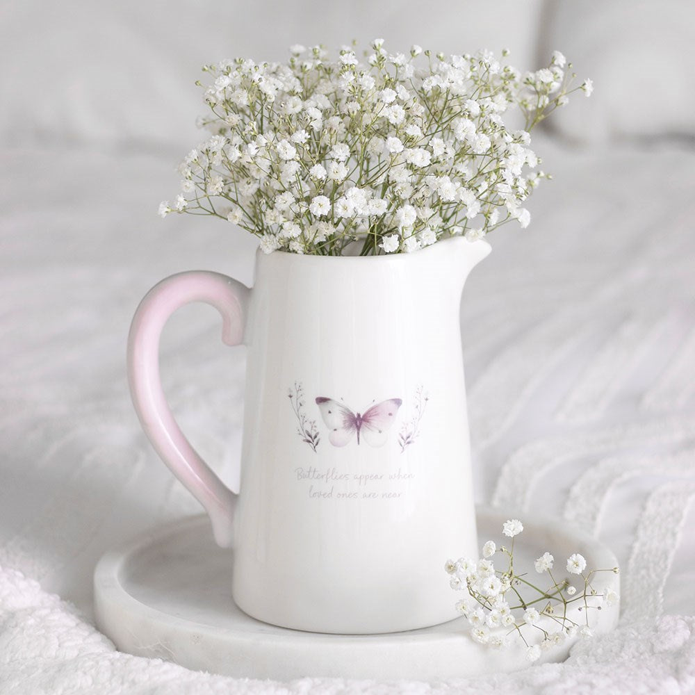 Cream Folk Print Ceramic Flower Jug