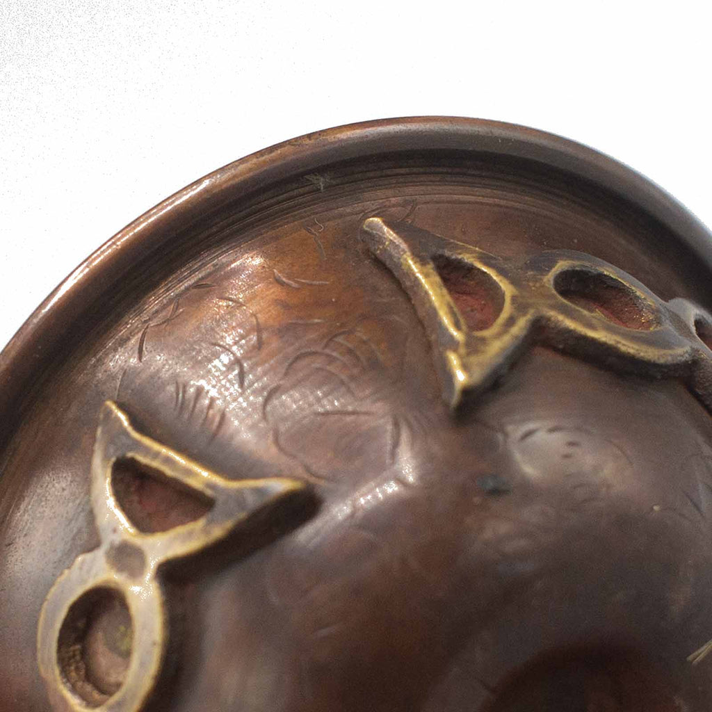 Antique Copper Ritual Bowl with Triple Moon
