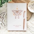 Luna Moth Daily Reflection Journal with Clear Quartz Pen