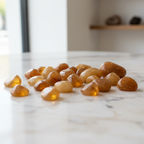 Citrine tumblestones small and large on marble