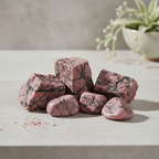 Rhodonite crystal collection - raw and tumblestones