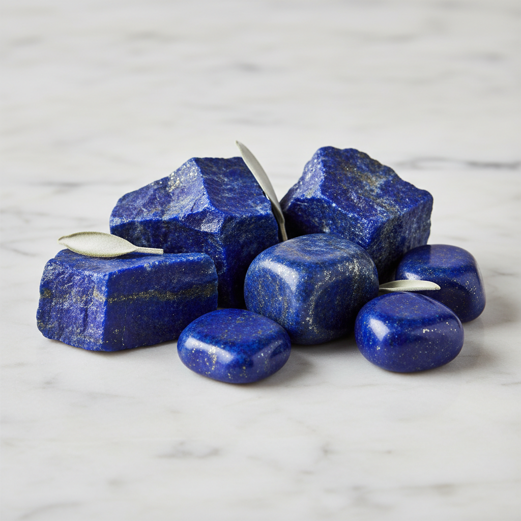 Lapis Lazuli raw and tumblestone crystals
